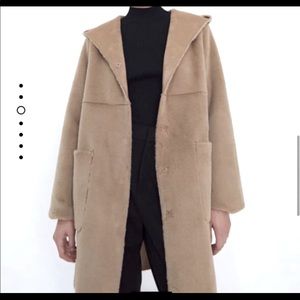 Zara Faux Fur Suede Reversible Hooded
